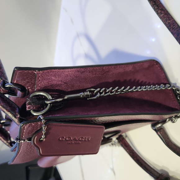 NWT Coach Mini Pepper Pebble Leather Crossbody Bag CC884 Boysenberry - Picture 4 of 6